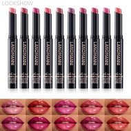 LOOKSHOW 10 Colors Pearl Lipstick Shimmer Metallic Finish, Slanted Tip Twist-Up Lip Crayon Long Last