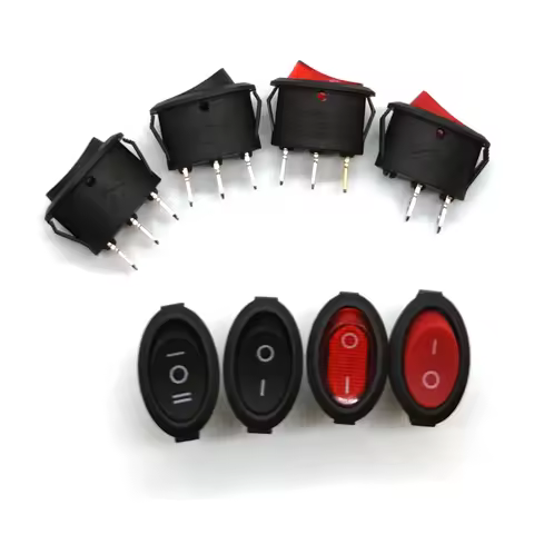 5PCS Oval Power Switch AC Toggle IO ON-OFF Car Boat Push Button Rocker Switch 2P 3Pin 25x16.5mm Butt