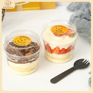 [Happiness ] 50pcs Disposable Round Mousse Cup Transparent Packaging Box Pudding Cup Dessert Ice Cre