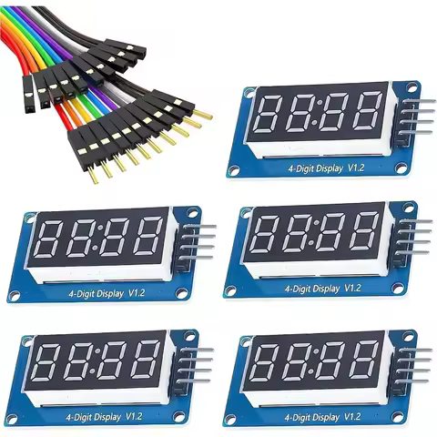5PCS 4 Digits 7 Segment Digital Tube TM1637 LED Display Module I2C with Jumper Wires Clock Display f