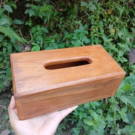 Glossy Finish Teak Wood Tissue Box 15x12x9cm