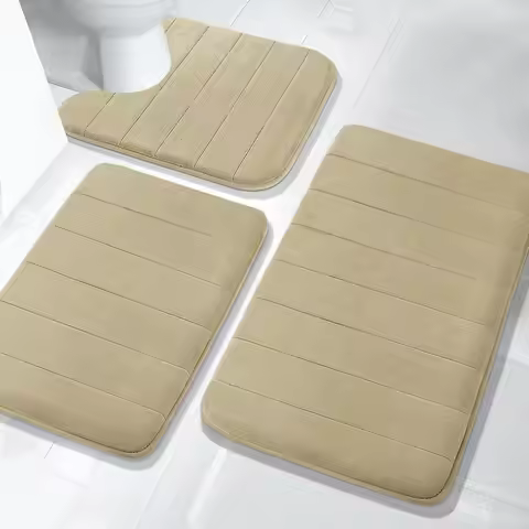 3 Pieces Memory Foam Bath Rugs Absorbent Bathroom Rugs Non-Slip Washable Bathroom Mats Bath Mats for