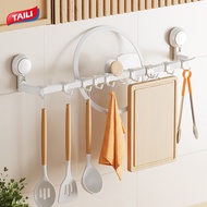TAILI Suction Cup Bath Towel Bar with 5 Hooks Drill-Free Towel Rack Wall Mounted Removable Heavy Dut