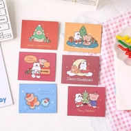 6 Pcs Cartoon Merry Christmas Greeting Cards Student Foldable X-Mas Party Gift Cards