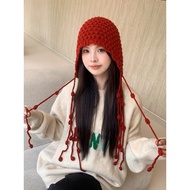 Vintage style long string knit hat for women