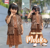 MOLEKA Set Kebaya Lurik Anak Perempuan 1-13 Tahun Warna Coklat Tebal Halus Baju Setelan Seragam Bati