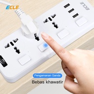 😎 ECLE Power Strip Stop Kontak 3 Power Socket 3 Smart USB Port