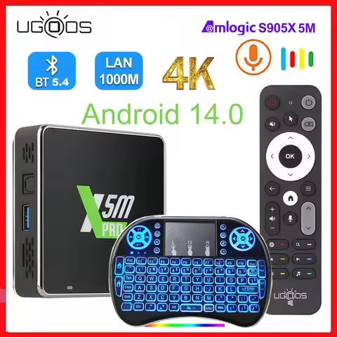 UGOOS X5M PRO TV Box Android 14 Amlogic S905X5M 4GB 32GB 4K 60fps AV1 WiFi 6 BT54 Gigabit Ethernet A