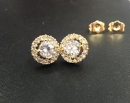 Lanz Giwang Anting Tusuk Bulat Berlian Besar Titanium ( emas )