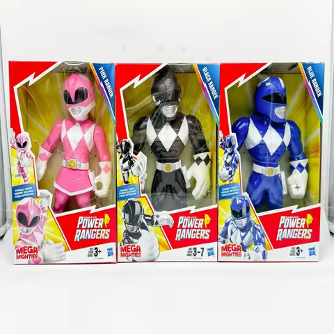 New Original Hasbro Power Rangers Series Blue Ranger Pink Ranger Black Ranger Action Figures Desktop