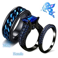 [ready stock]Couple Jewelry - Men's 316L Stainless Steel Ring and Women's 10kt Black Gold Filled 8MM