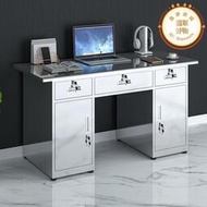 304不鏽鋼辦公桌帶鎖電腦桌書桌實驗室無塵車間寫字工作臺帶抽屜