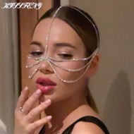 KISSFENY Crystal Veil Face Chain Luxury Rhinestone Women Fashion Dance Party Cover FaceJewelry Face 