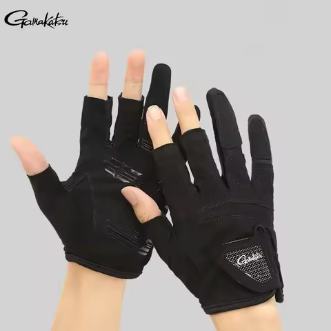 Gamakatsu Fishing Gloves for Men Anti Slip Breathable Thin Three Finger Cut Gloves Breathable UV Pro