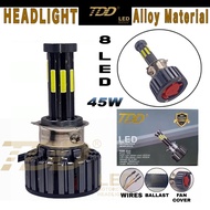 TDD 45W 8 Led Headlight Alloy material High Light ( White+YELLOW ) &Low Light ( YELLOW ) Motorcycle 