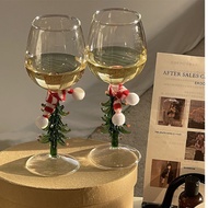 Korean Style ins Style Christmas Wine Glass Colored Glass Wine Glass Christmas Tree Decoration Goblet Christmas Gift Gift