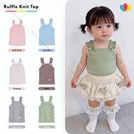 BC BC BC BC | (SNI) Ruffle Knit Top for Baby - 5 Years Baby Girl Crop Tank Top with Lace Sleeves, Ri