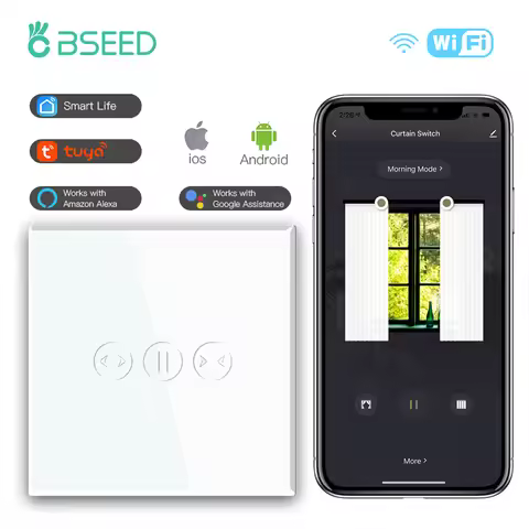 BSEED Wireless Wifi Curtains Switch Single Smart Touch Switch Shutter Blind Switch Support Tuya Goog