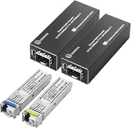 A Pair of Gigabit Single Mode LC Fiber Media Converter, with 2 SFP Modules, 1.25G SFP Bi-Directional