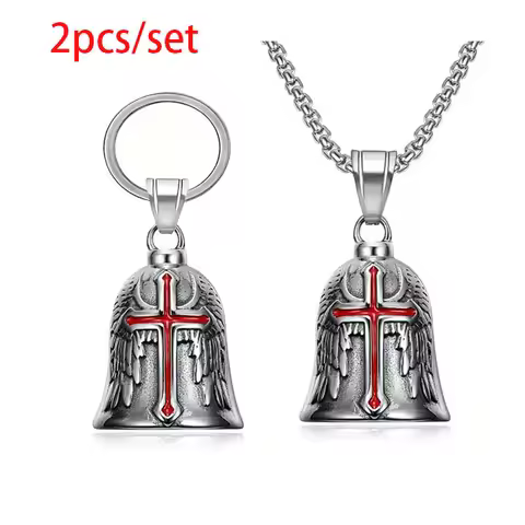 2 pieces/set cross motorcycle bell keychain men’s riding exorcism lucky accessories
