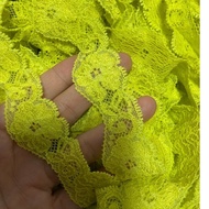5m x 2cm7 soft lemon yellow mountain lace elastic lace sewn to mix and match decoration (E2)