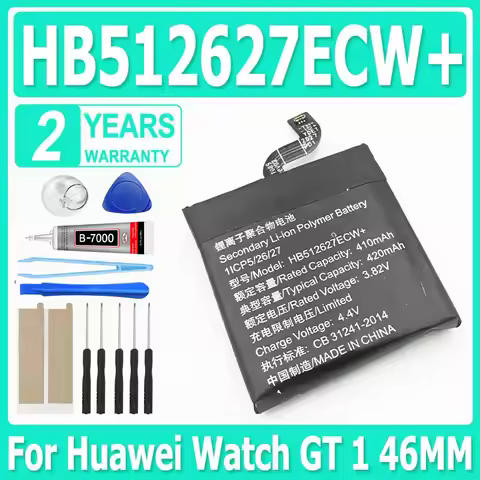 Battery HB512627ECW+ Battery For Huawei Watch GT 1 FTN-B19 46MM 420mAh+Free Tools
