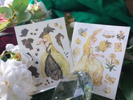 鍵盤樂器與沙發貼紙 洛可可風格紙膠帶拼貼素材