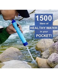 1 pieza Filtro de agua para exteriores, Sistema de filtración personal de agua de pajita, Purificador de agua de supervivencia de emergencia para acampar, senderismo, escalada, mochilero