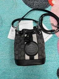 Coach Mini Dempsey Bucket Bag, black, 黑色，bag,handbag,斜揹/咩袋，with card case,有卡位，水桶，