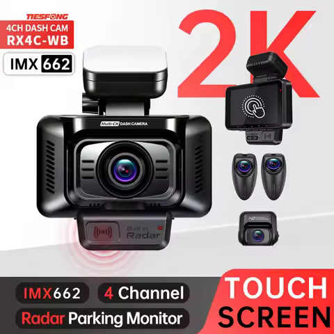 TiESFONG RX4C 2K 4CH GPS Dash Cam for Car IMX662 External Left&Right Cam 4'' Touch Screen 24H 360° P