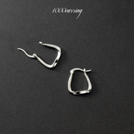 1000earring 925 Sterling Silver Mae Square Hoop Earrings - Silver