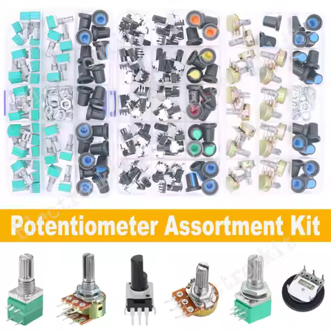 Single Dual Audio Potentiometer Assortment Kit Knods 3Pin 5Pin 6Pin B1K 2K 5K10K 20K 50K 100K 250K 5