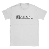 House MD Men T Shirts for Dr House Logo White Tops Casual T-Shirt Round Neck Tees Funny T Shirts