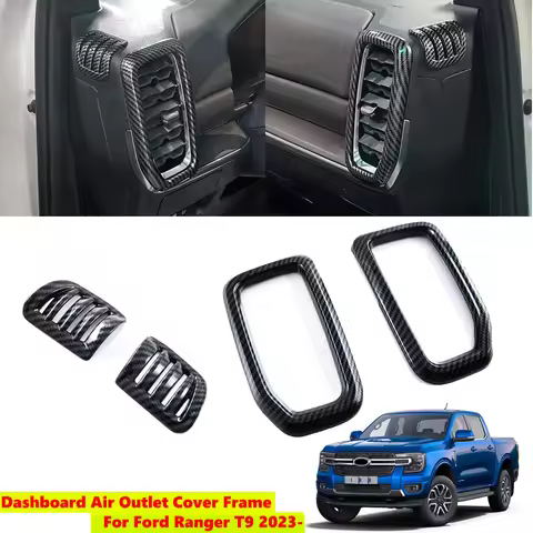 ABS Carbon Fiber Color Dashboard Air Outlet AC Vent Frame Trim Cover For Ford Ranger T9 Everest 2023