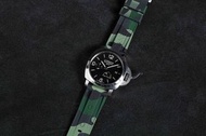 (包郵)PANERAI - 24mm/22mm (代用) 迷彩森林綠色 Jungle Camouflage 橡膠混合物代用膠錶帶配精鋼錶扣