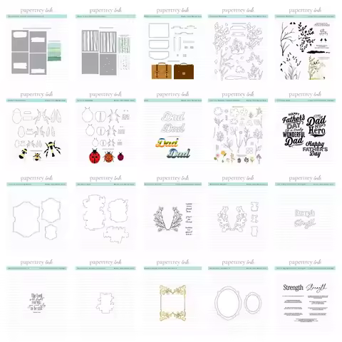 Papertrey Ink Wildflower Wreath Dad Build-a-Bumblebee Build-a-Briefcase Metal Cutting Stamp DIY Hand