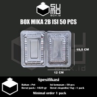 Box Mika Plastik ukuran 2B isi 50pcs / Wadah Kotak Makanan Kue Nasi Rames Bolu