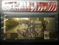 Xasava Uang souvenir gold foil / goldfoil banknote 100. rupiah soekarno SV-642