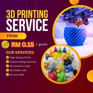 3D PRINTING SERVICE PERKHIDMATAN CETAKAN 3D RM0.15 per/gram FDM PLA+ fast service many color option