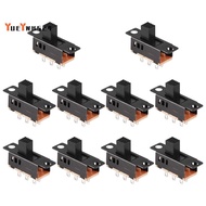 10Pcs High Knob 6 Pin 3 Position DPDT Panel Slide Switch 0.5A 50V DC