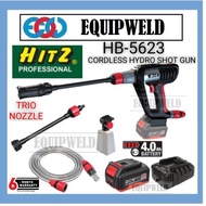 Hitz 20V HB-5623 Cordless Hydro Shot Gun (High Pressure Cleaner Washer) + Trio Nozzle + Bottle + 4.0