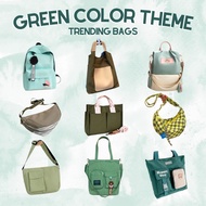 GREEN COLOR THEME KOREAN SHOULDER BAG/BACKPACK/DUMPLING BAG