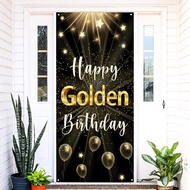 Labakita Happy Golden Birthday Banner, Golden Birthday Door Banner Decorations, 5th 6th 21st 24th 25