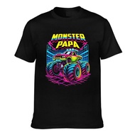 Fashion Printed Monster Truck Papa Monster Truck Are My Jam Truck Lovers Casual Mens Tee