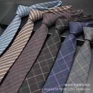 Men Korean Version 6cm Narrow Tie Striped Imitation Wool Tie Casual All-Match Cotton Linen Tie Ready