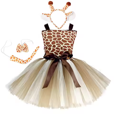 1Set Giraffe Girls Tutu Dress Outfit Zoo Animal Kid Christmas Costumes Toddler Baby Girl Performance