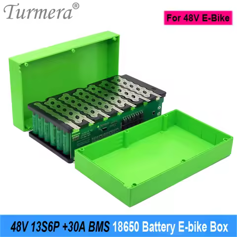 Turmera 13S 48V 52V E-bike Battery Box 13S6P 18650 Holder with Welding Nickel 30A BMS for E-scooter