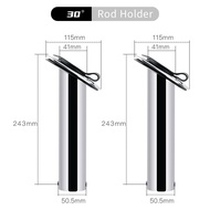 2Pcs Marine 15/30/90° Flush Mount Fishing Rod Holder Stainless Steel with Cap Inner Tube Gasket Mirr