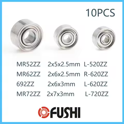 10Pcs 2mm ID MR52ZZ MR62ZZ 692ZZ MR72ZZ Deep Groove Ball Bearing Double Shield Good Quality L-520ZZ 