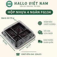 Hộp nhựa 4 ngăn FG134 đựng bánh mini 50gr - 75gr  hộp đựng bánh bông lan mix vị